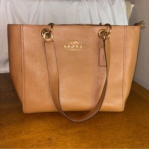 Coach Jes Pebble Leather Tote In Saddle Brown Shoulder Bag